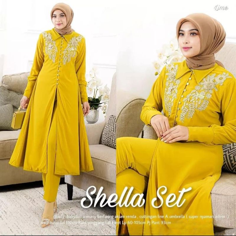 Fashion MUSLIM, baju wanita, baju stelan wanita, setelan, stelan, Baju stelan, fashion wanita, one set. Shella Set