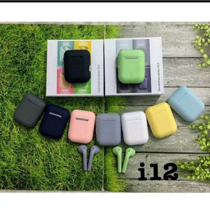 i12 Macaron Tws Earphone Wireless Bluetooth Hifi Warna Warni Headset Handsfree