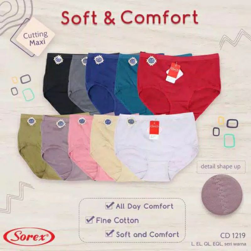 Babybear Celana Dalam Wanita SOREX 1219 Pinggang &amp; Bahan Katun Size L-EQL