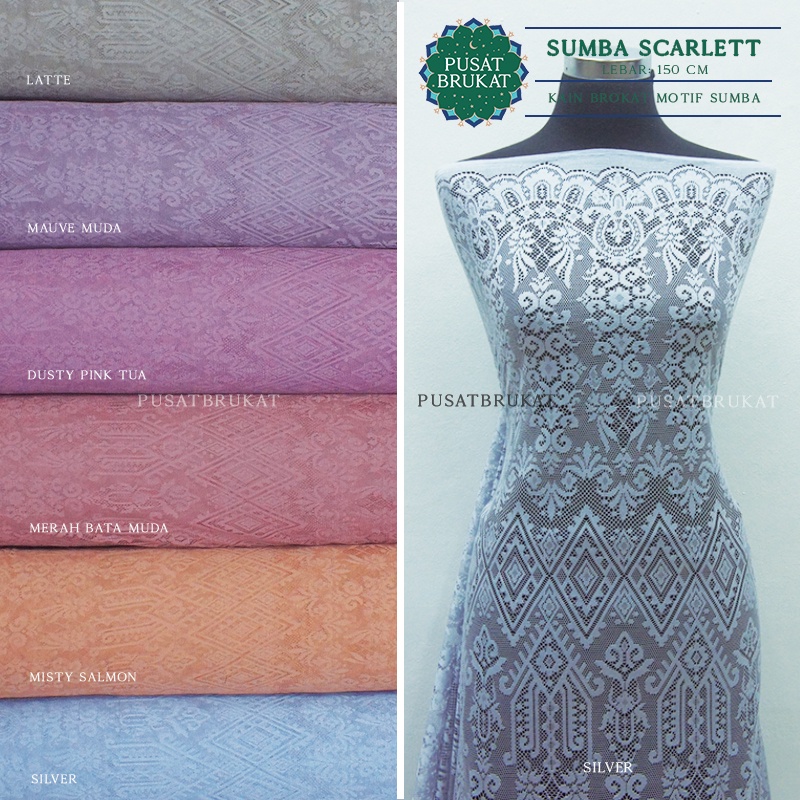 KAIN BROKAT MOTIF SUMBA SCARLETT / KAIN BRUKAT SAPTO, LEBAR 150CM [per 0.5m]