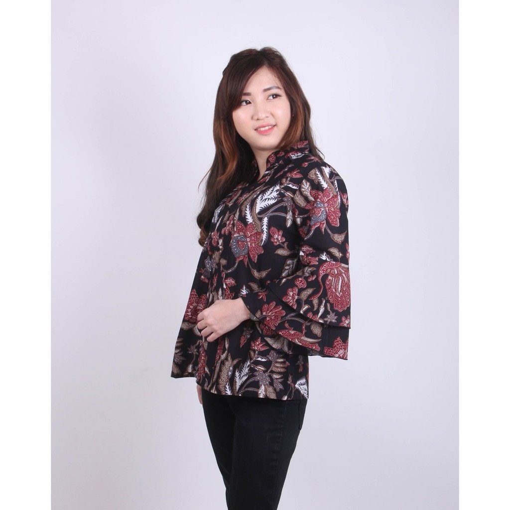 Blouse Batik Wanita Lengan 7/8 Atasan Batik Modern Wanita Busana Batik