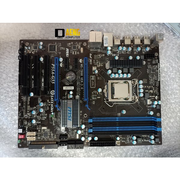 Motherboard Mainboard Mobo Pc Merk PC Gaming Merk MSI P55 G55 plus Prosesor i5 750 USB 3.0 Murah