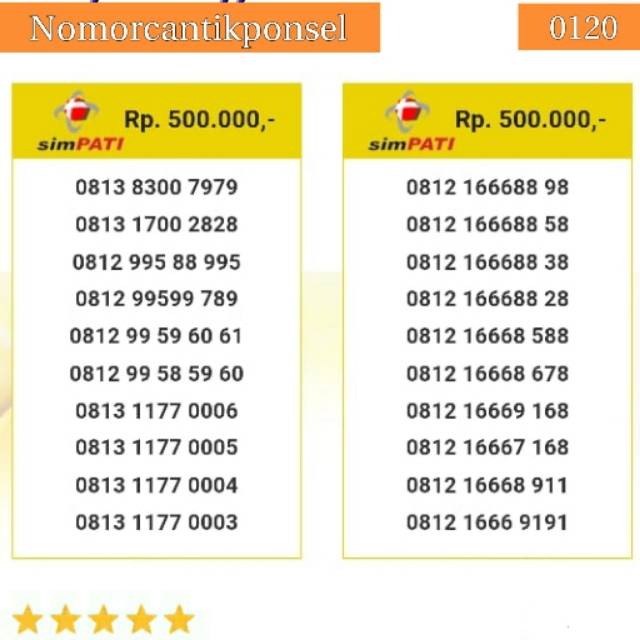 Nomor cantik simpati 0813 0812 seri aabb 1177 triple 666 rapi #0120