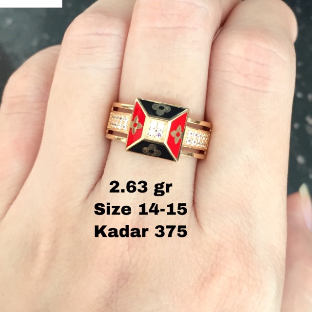 Cincin emas LV warna kadar 375