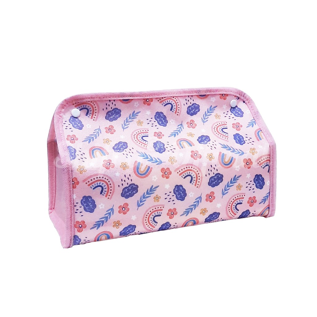 Shifra Pouch Tempat Tissue Kulit Sintetis Dino Animal Rainbow Pattern (TIDAK TERMASUK TISSUE)