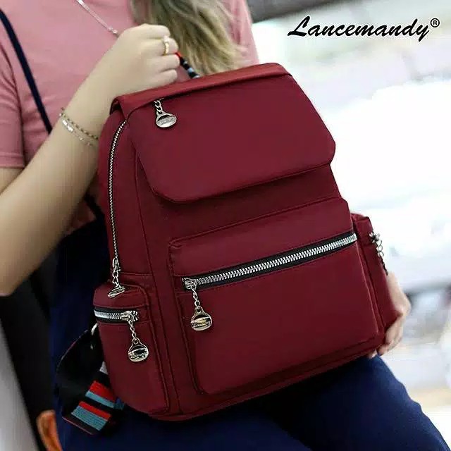 PROMO LANCEMANDY 7027 | Backpack Parasut Wanita Tas Ransel Import Original | Ransel Cewek | Ransel Perempuan | Tas Wanita