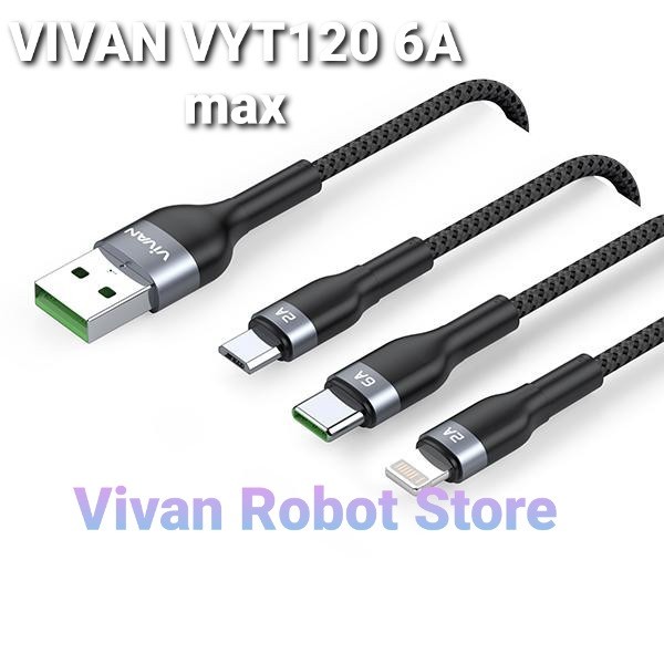 VIVAN VYT120 3IN1 FLASH charging data cable black