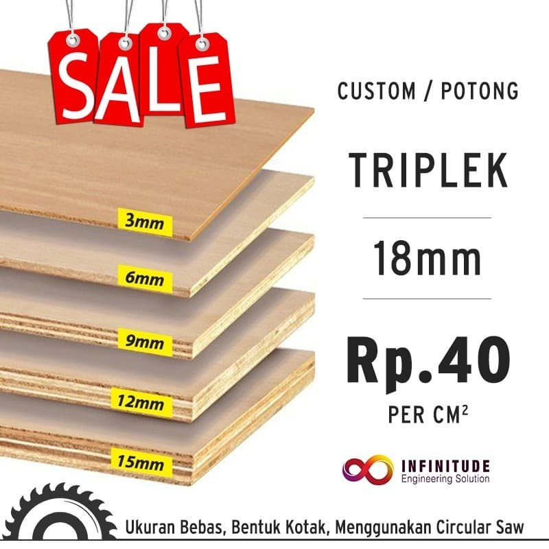 Triplek 18 MM / Potongan Custom / Pemotongan Pakai Circular Saw Rapi