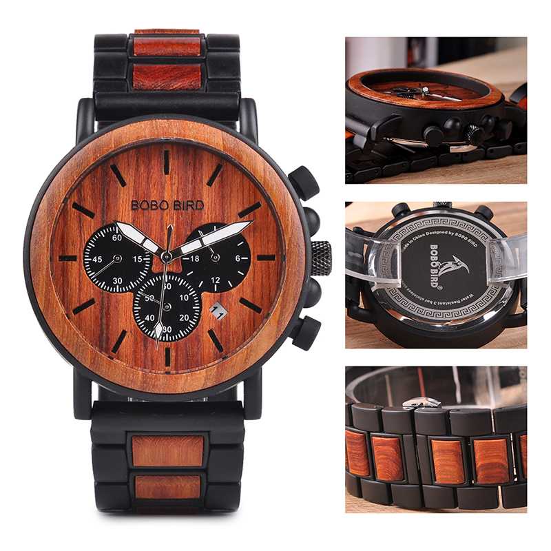 BOBO BIRD Jam Tangan Kayu Chrono Pria - WP09