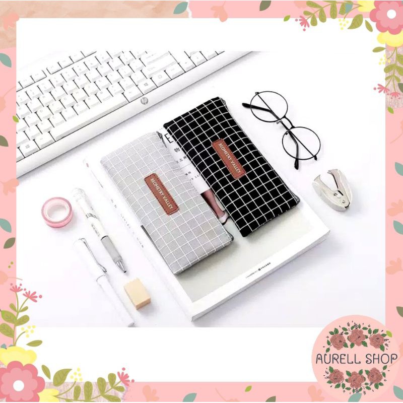 Tempat Pensil Geometry Valley Pencil Case Impor / Tempat Kosmetik / Tepak Pensil-4