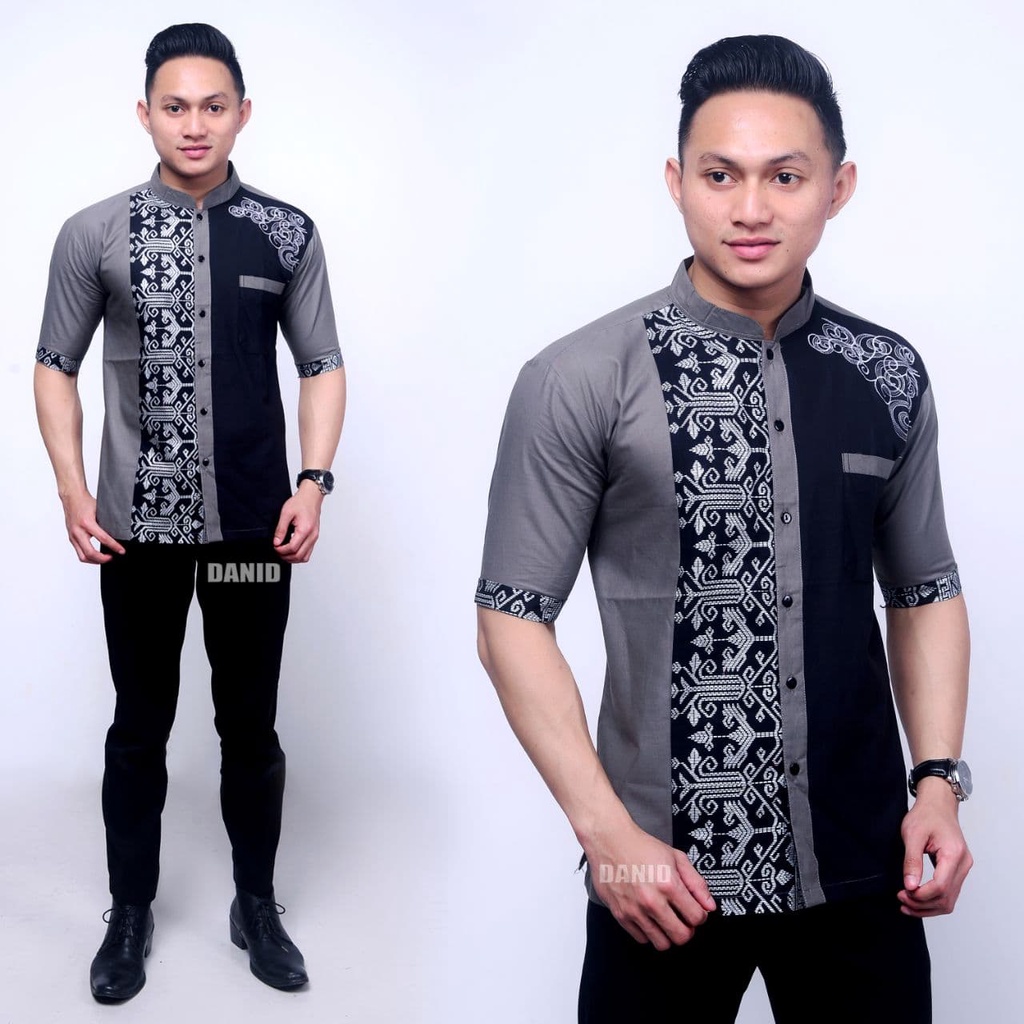 Baju koko bordir batik lengan pendek Busana muslim Modern