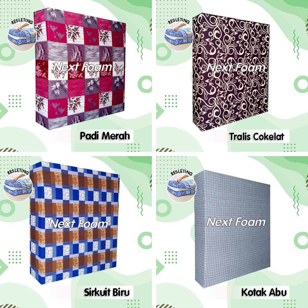 Sarung Kasur Busa Resleting Aesthetic Motif Kotak Tebal 5,10, 15, 20, 25, 30 cm / Cover Kasur Busa Inoac / Sprei Resleting