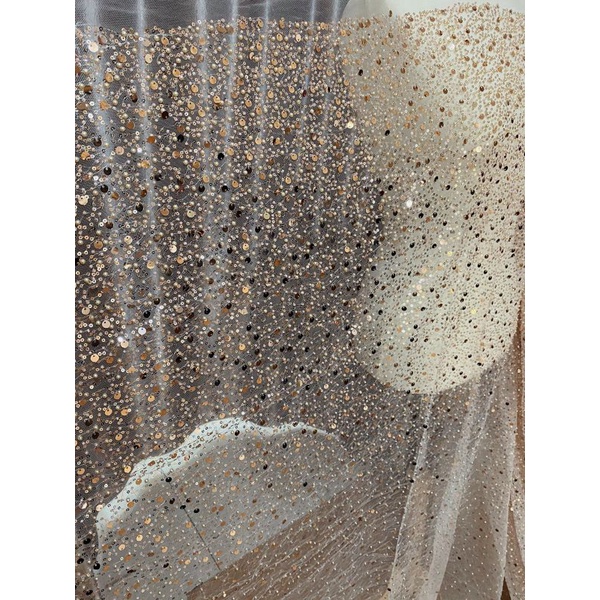 Tulle brukat premium rose gold / tile full payet sequin mutiara