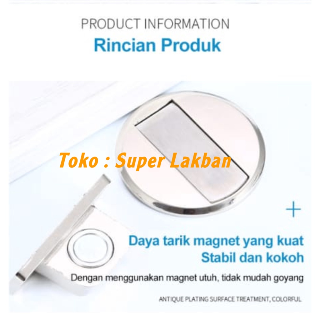 Penahan Pintu Magnet Tempel Pengganjal Pintu Stainless Penahan Lemari Laci Door Stopper Anti Bentur