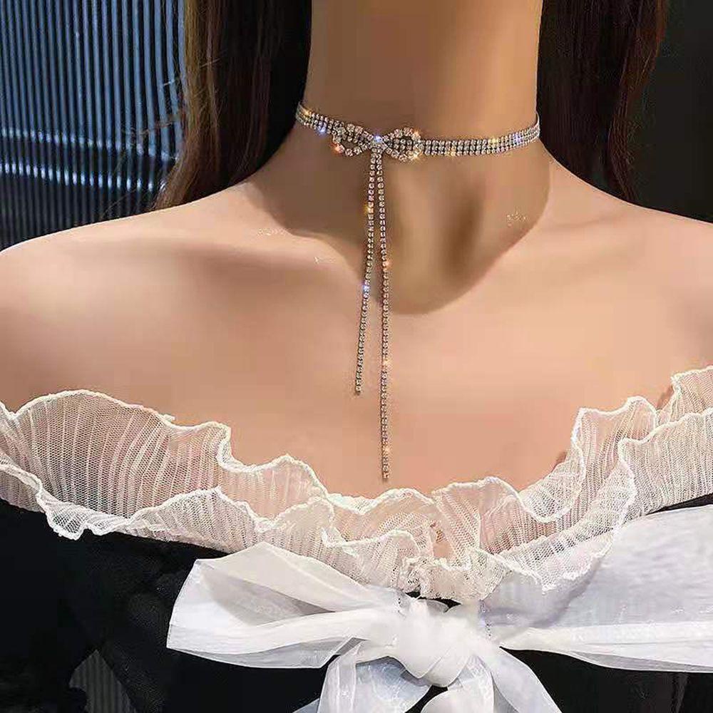 Mxbeauty Kalung Korea Hadiah Untuk Gadis Rantai Liontin Geometris Perhiasan Leher Busur