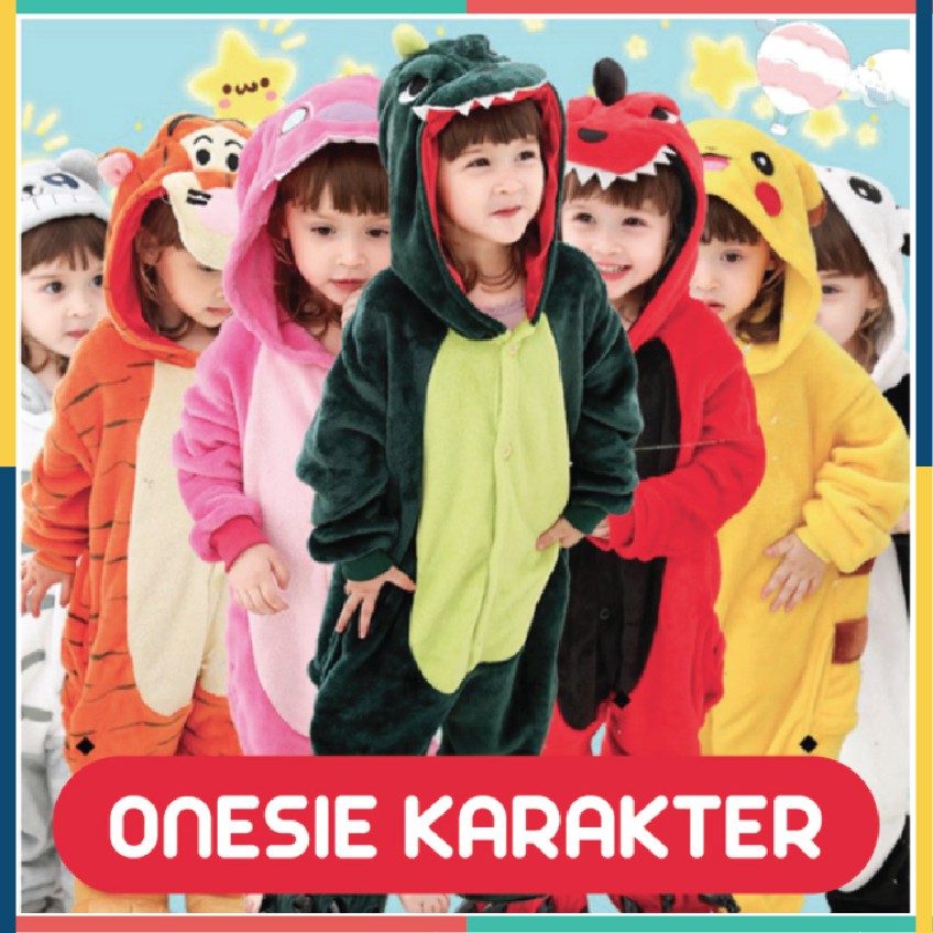 ONESIE KOSTUM PIYAMA KID ANAK KARAKTER, TIGGER, COW , PENGUIN, dll