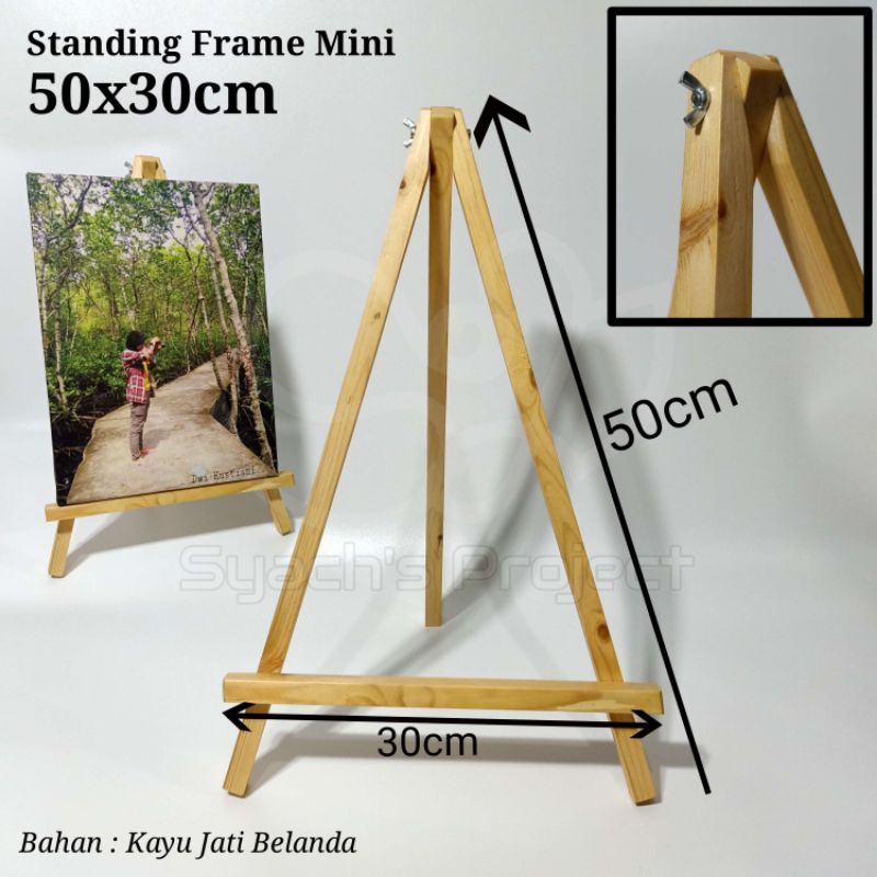 Standing Frame 30x50cm dudukan kanvas utk A3 17R Easel kayu jatibelanda murah Lukis tripod akrilik