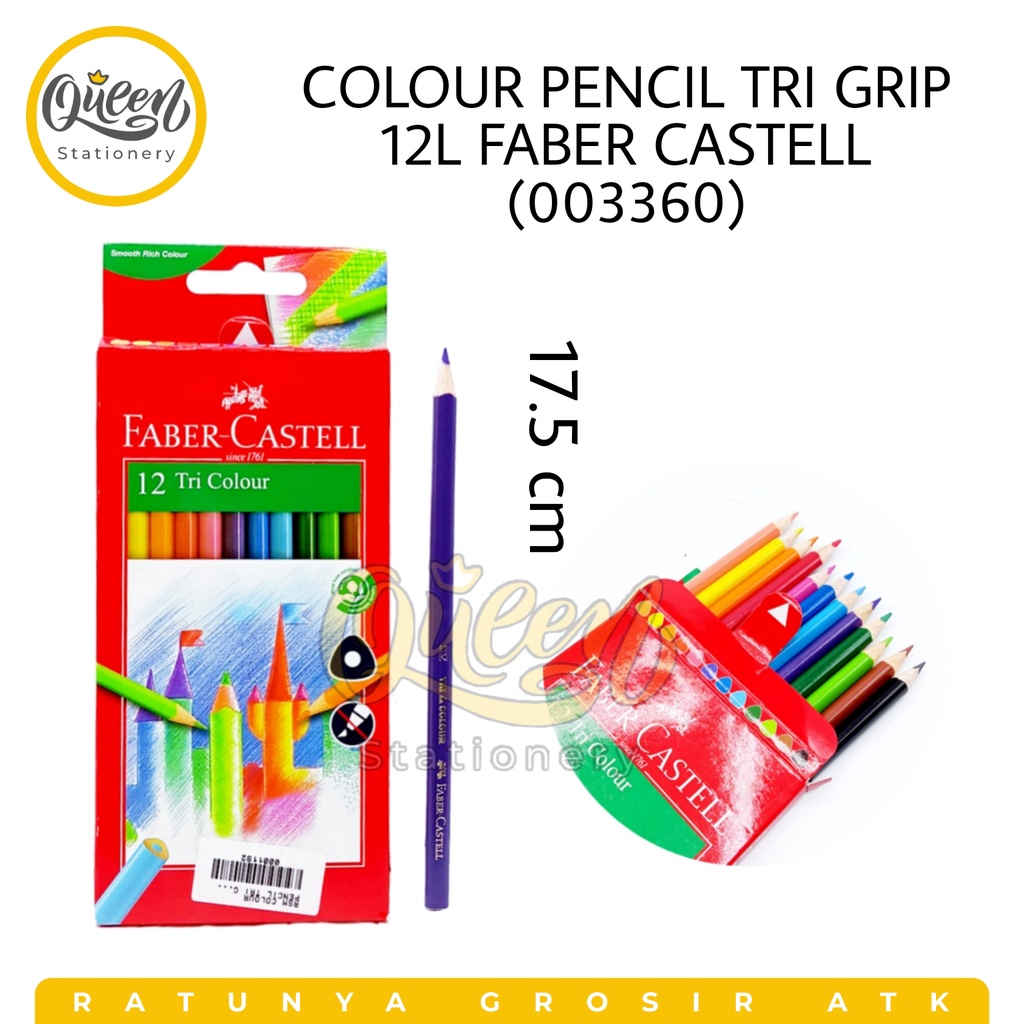 

1 SET COLOUR PENCIL TRI GRIP 12L FABER CASTELL (003360) / PENSIL WARNA FABER CASTELL / PENSIL WARNA PANJANG