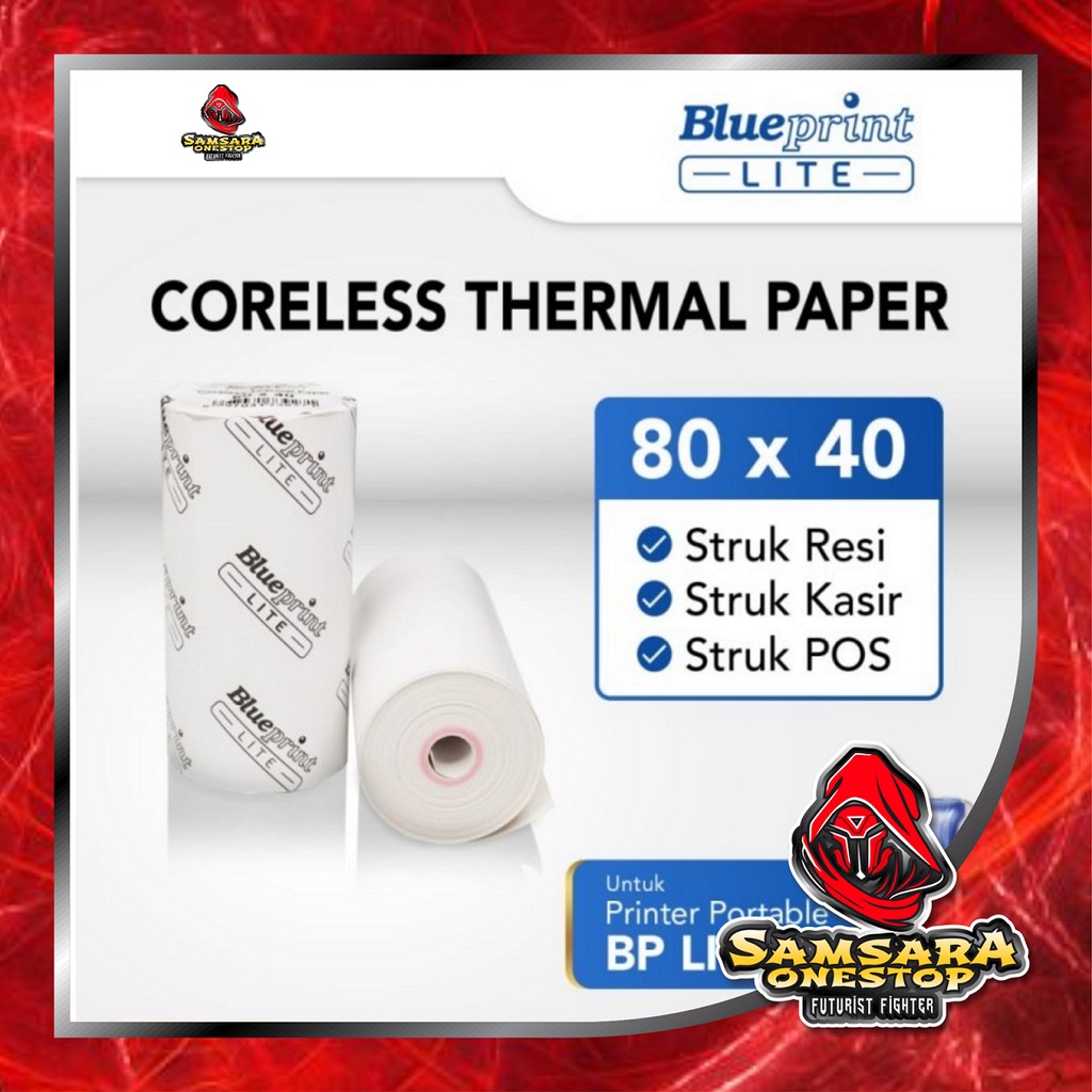 

Kertas Thermal Struk kasir POS & Resi BLUEPRINT Lite 80x40 mm