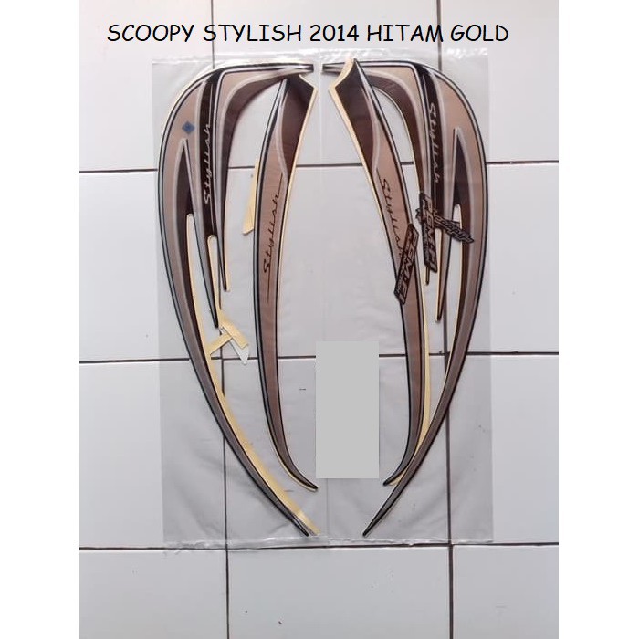 Sticker Striping Lis Motor Honda Scoopy stylish 2014 Hitam Gold