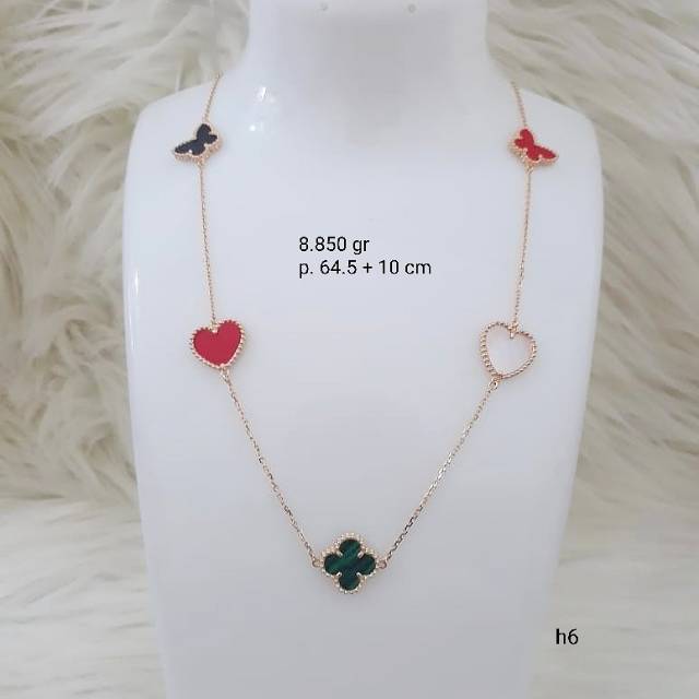 Kalung panjang model bunga love kupu emas  8K
