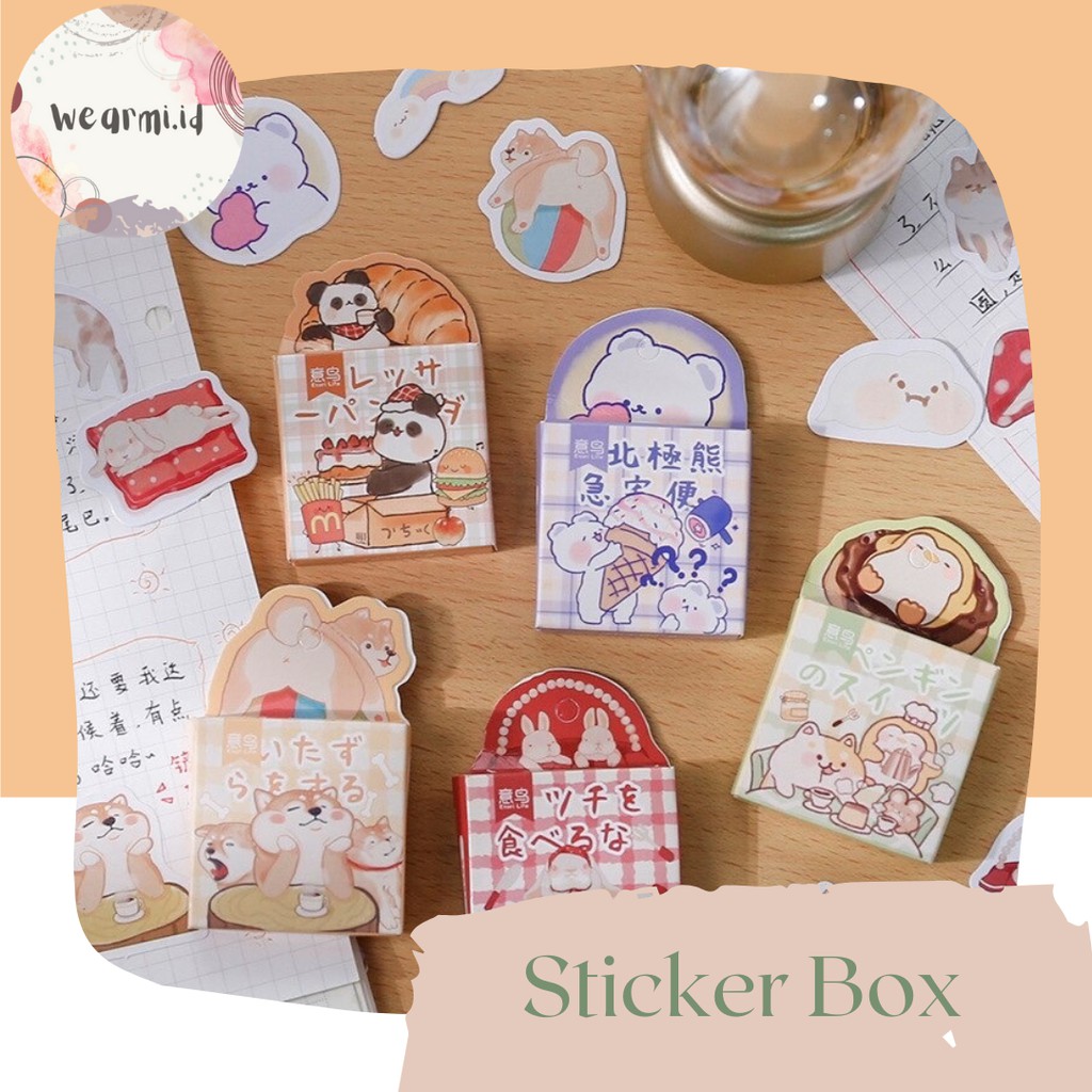 

45 Pcs Deco Sticker Box Character Lucu animal panda DIY Scrapbook Stiker Dekor DIY Jurnal Aesthetic