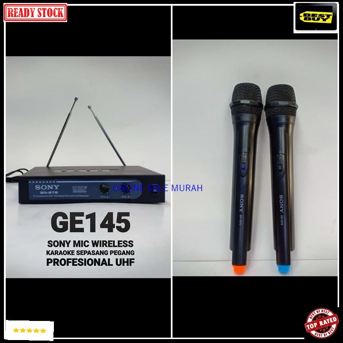 G145 SONY mic wireless karaoke mik sepasang mikrophone Wireles dual pegang UHF microphone pro suara audio sound sistem vokal vocal professional panggung dj studio G145   Sepasang mic pegang UHF  jarak mic bisa pakai sampe 20-40 meter.  BISA DIPAKAI KE SEG