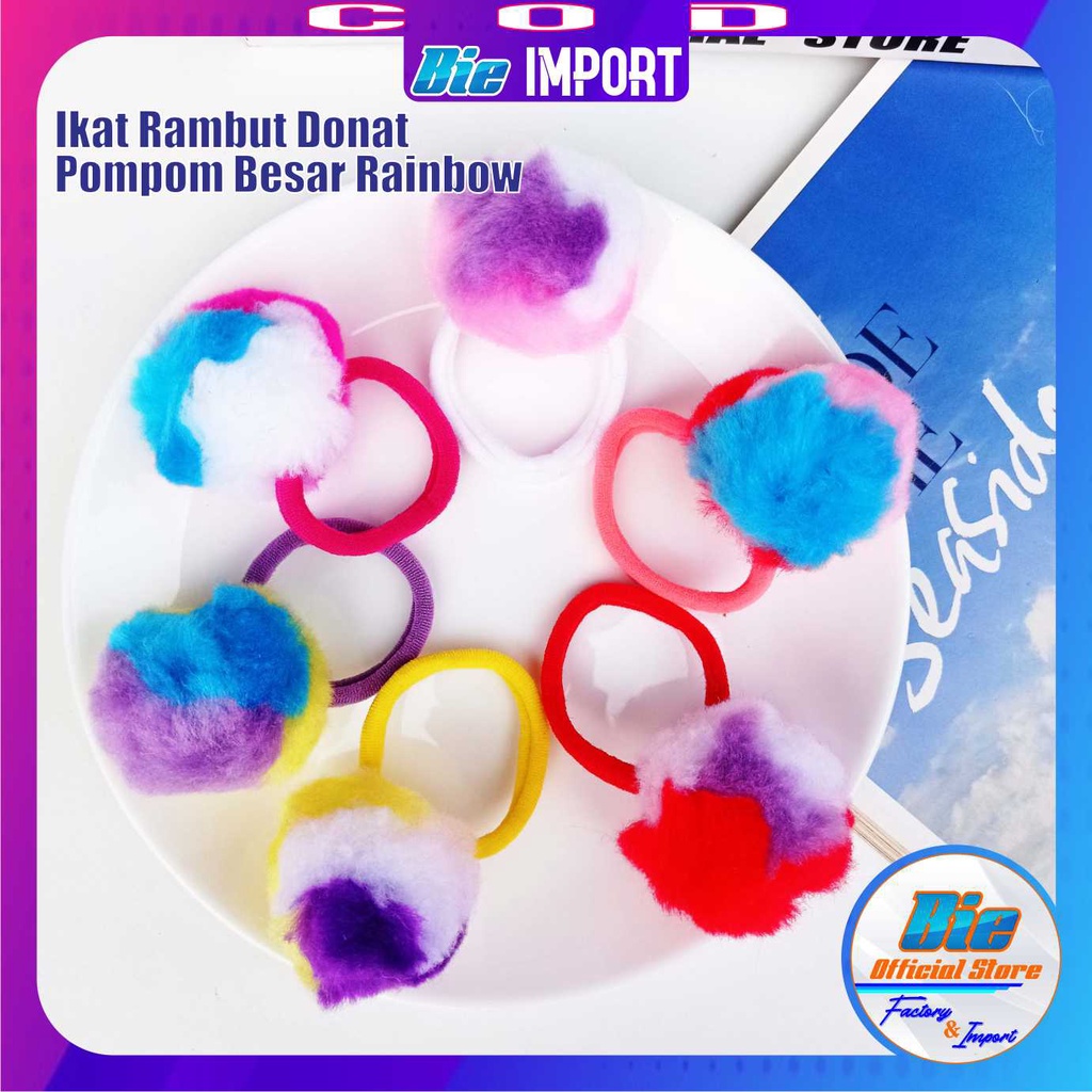 Ikat Rambut Anak Donat Pompoms Korean Style Impor Best Seller