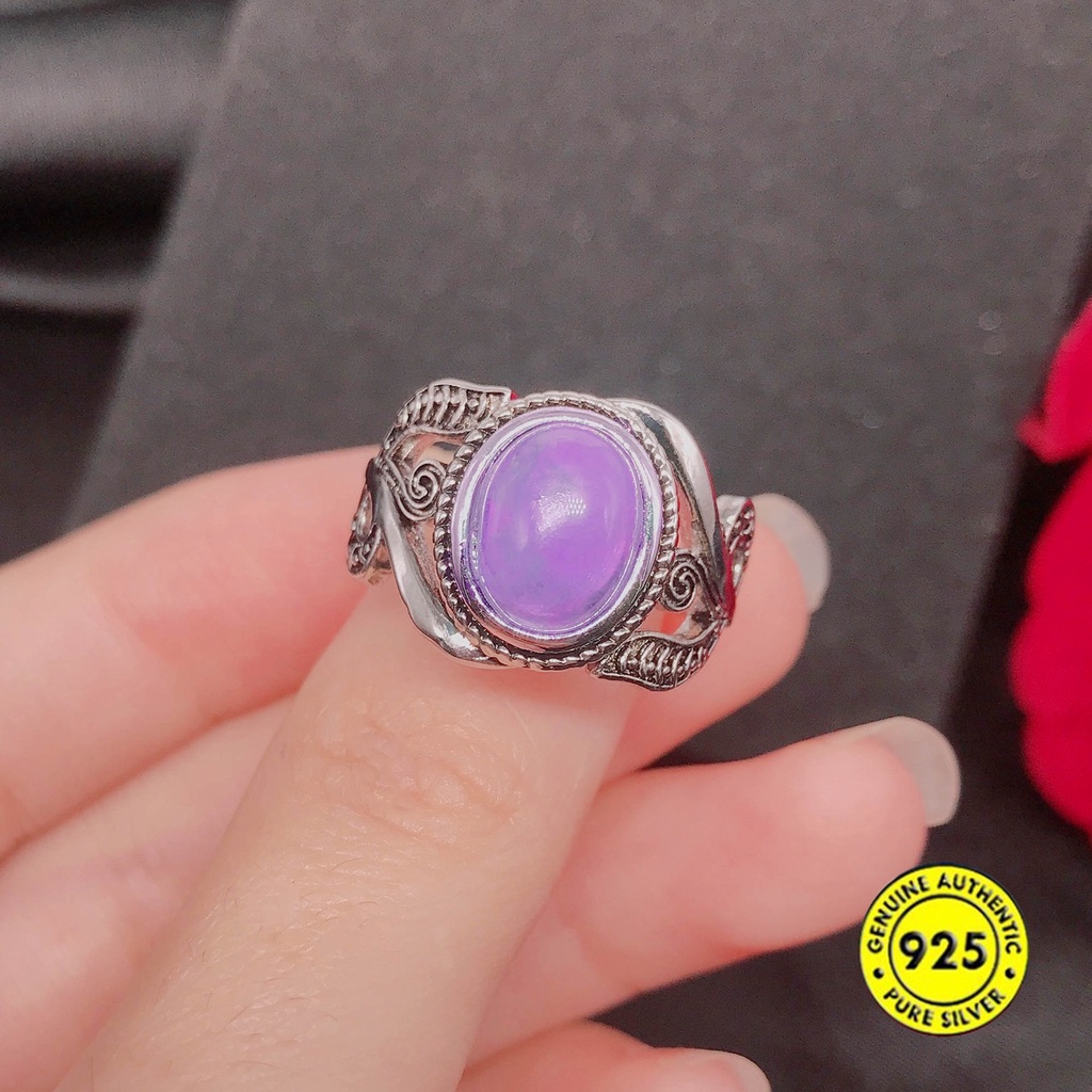 Cincin Berlian Imitasi Amethyst Bahan S925 Silver Untuk Perhiasan