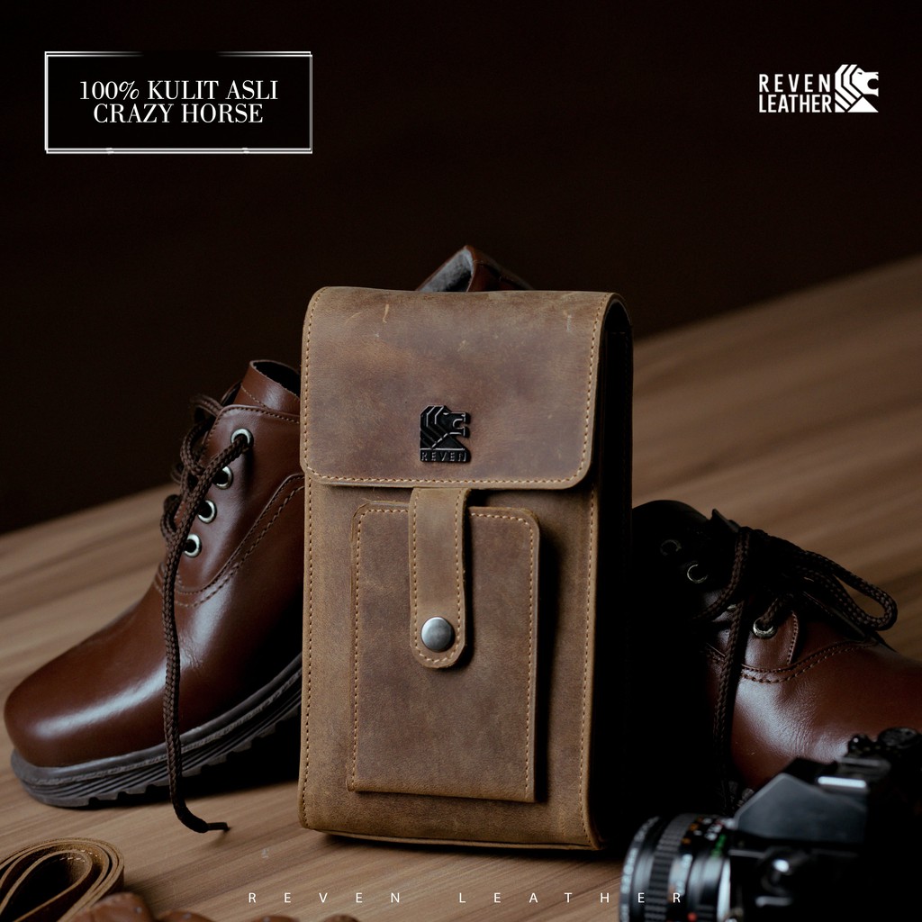 Tas Selempang Pria Wanita Tas Slempang Minibag Smartphone Bag Kulit Asli Cowok Mini Bag Sling Bag Slingbag Pria Wanita Multifungsi Muat HP dan Dompet Mustang Series SmartphoneBag