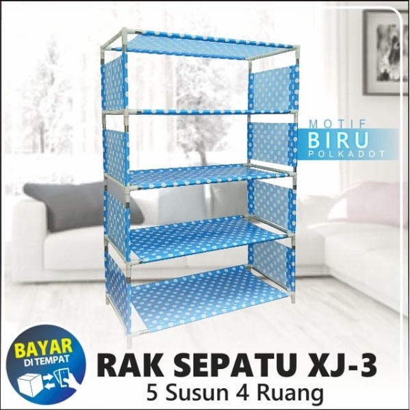 COD Rak sepatu portable Tempat sandal Shoes rack 4 susun 5 layer Rak Sepatu Kain Motif 5 Susun Portable Multifungsi Rak Sendal Susun 5 Tingkat Rak Buku Serbaguna