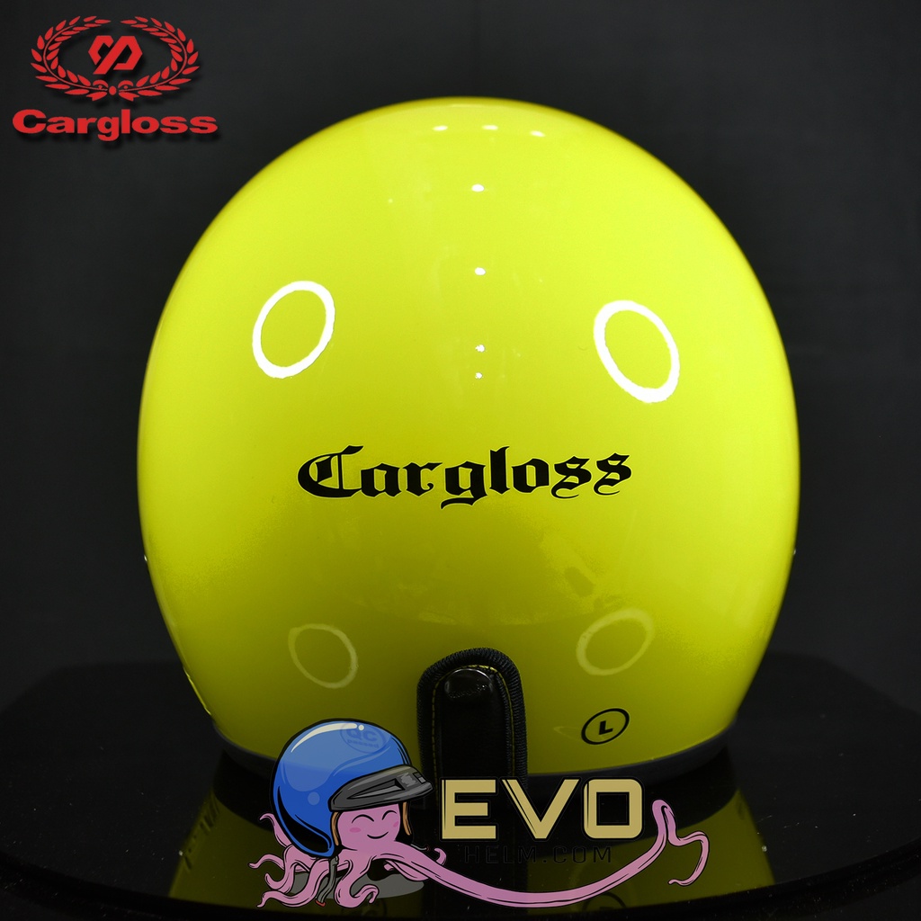 HELM CARGLOSS ORIGINAL CFM RETRO ARMY HALF FACE - FERRARI YELLOW METALIC + KACA DATAR