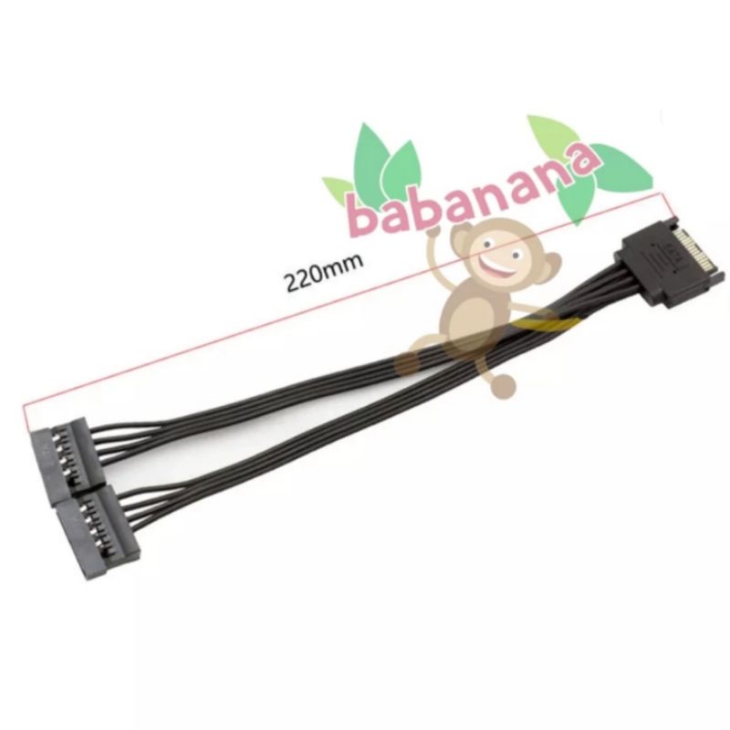 Sata power splitter 1 to 2 kabel cabang hdd ssd cable hub