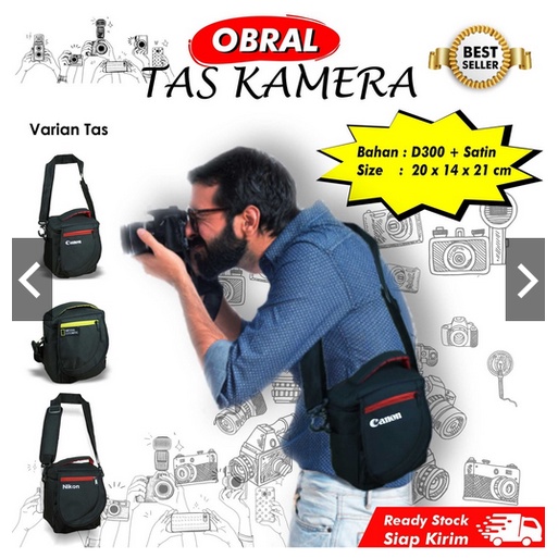 Tas Kamera Kotak Eos DSLR Bag Canon Camera Lensa Standart  Lensa Kit Case DISTRO