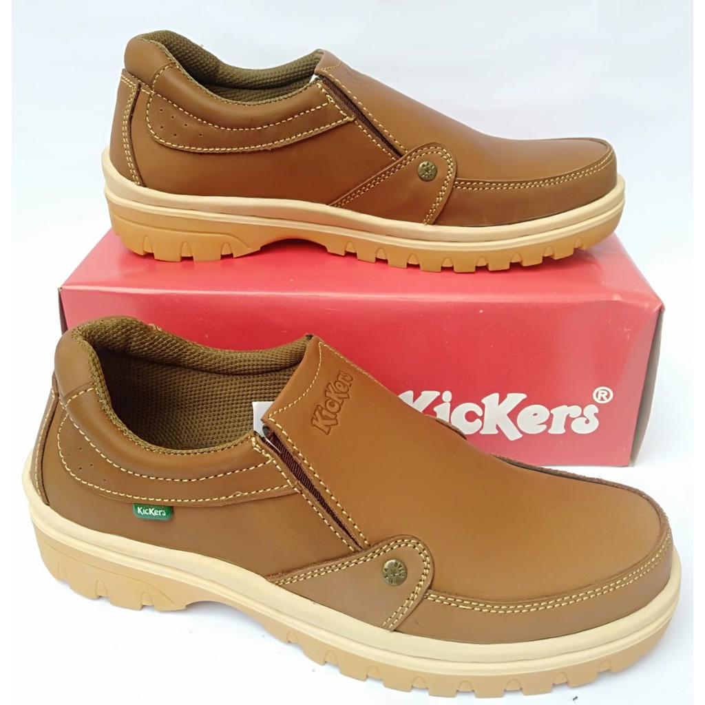 Sepatu casual kickers pria kulit asli original santai kasual slip on tanpa tali terbarumurahselopCOD