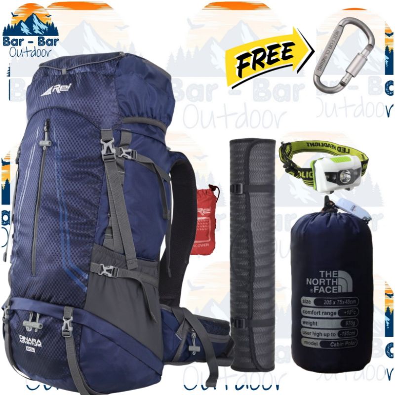 paket perlengkapan mendaki tas gunung outdoor carrier arei rei dinara 60l