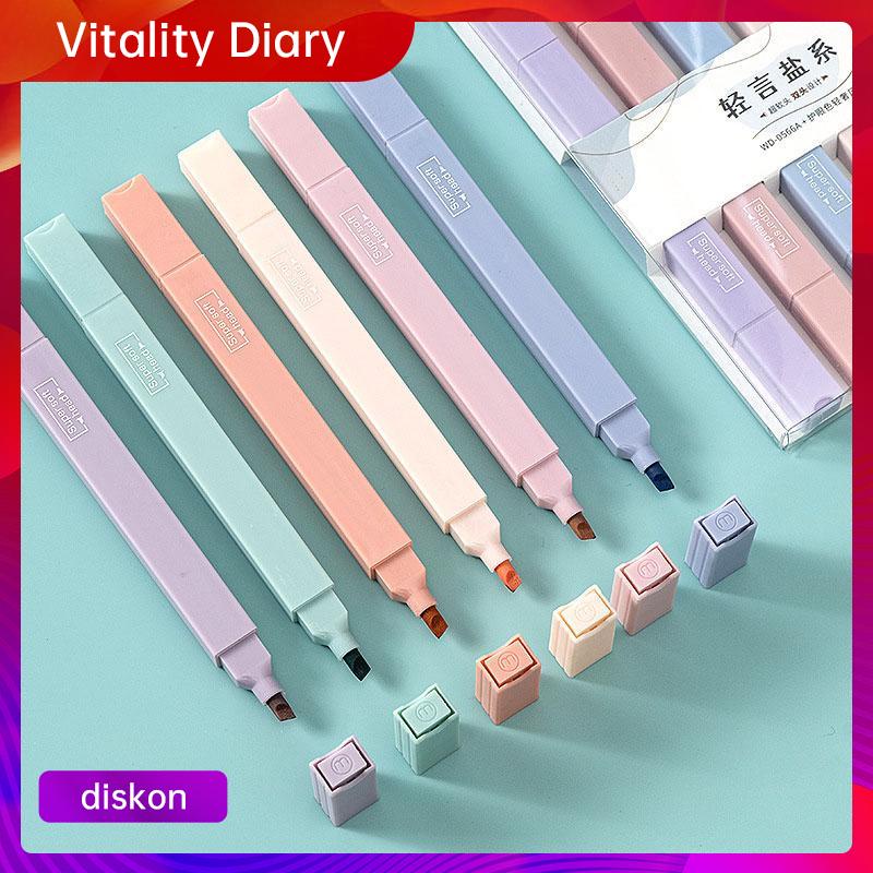 

【COD❤️】Morandi 6 Pcs/set Berwarna Neon Pena Kepala Ganda Pena Stabilo Seni Spidol Siswa Spidol Anak Alat Tulis VDY