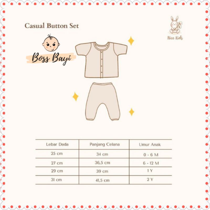 NICE KIDS - Casual Button Set / Setelan Bayi &amp; Anak