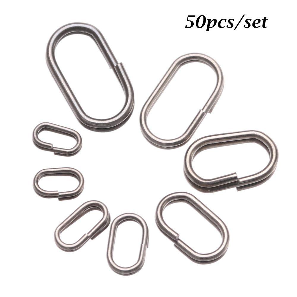 Preva Memancing Gantung Snap Baru Panas Stainless Steel Tahan Lama Garis Tackle Oval Split Rings