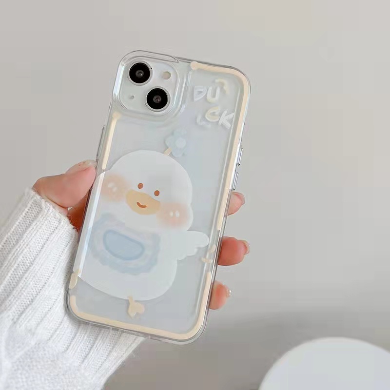 Case Pelindung Bahan Akrilik Transparan Motif Bebek Untuk iPhone 13 Pro 13prm 11 7Plus 8Plus Xr XS 13 12 Pro Max