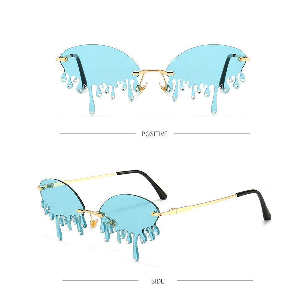 Lily Kacamata Berlian UV400 Punk Kacamata Matahari Tanpa Bingkai Feminino Oculos Perempuan Gafas Shades