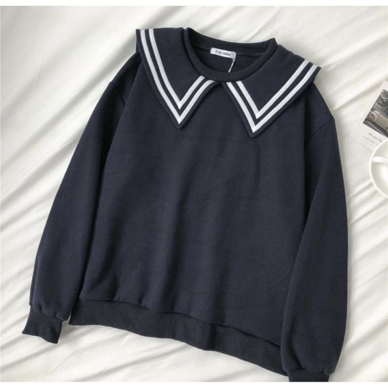 jaket sweater Crewneck oversize pakaian wanita Korean Style PULMA SWEATER Bahan Fleece Terbaru