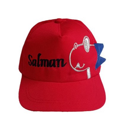 topi anak karakter dino costume nama suka suka bordir nama-5