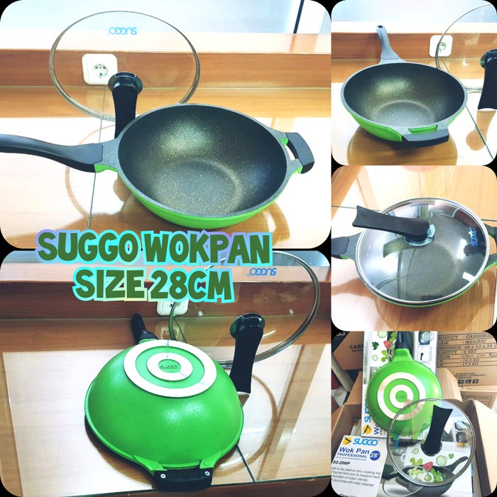 Panci Suggo wok pan 28 cm + Tutup kaca SG 28 WP marble coating - Toko HAF Store