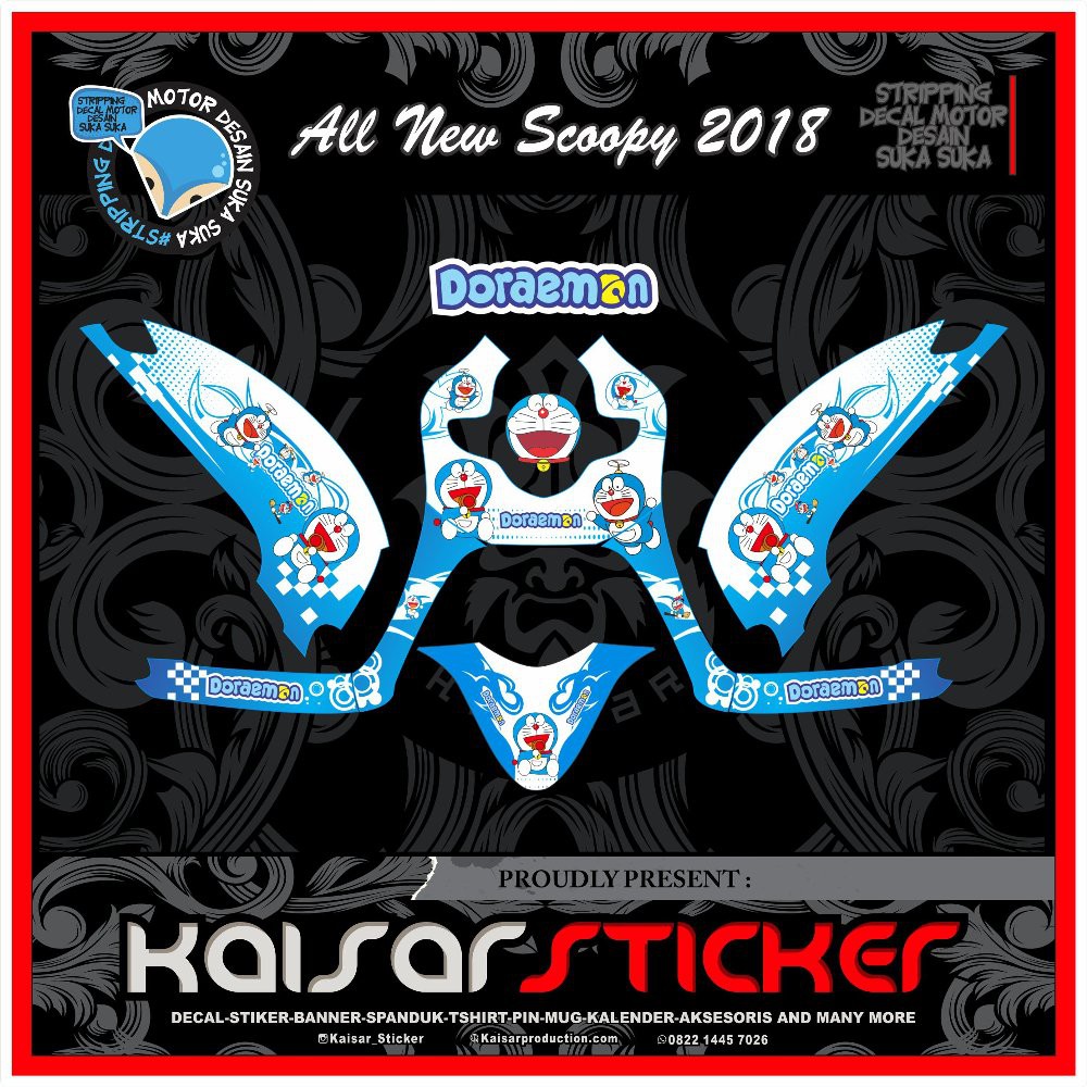 STICKER STRIPING MOTOR NEW SCOOPY 2018 DORAEMON  Terlaris