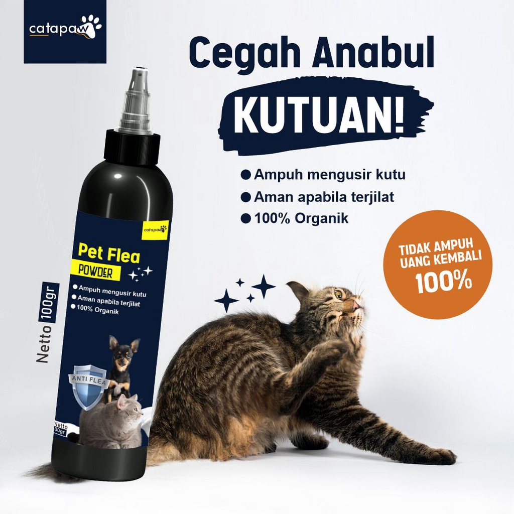 CATAPAW Bedak Obat Pencegah Kutu Kucing Anjing Ampuh / Bedak Anti Kutu Kucing