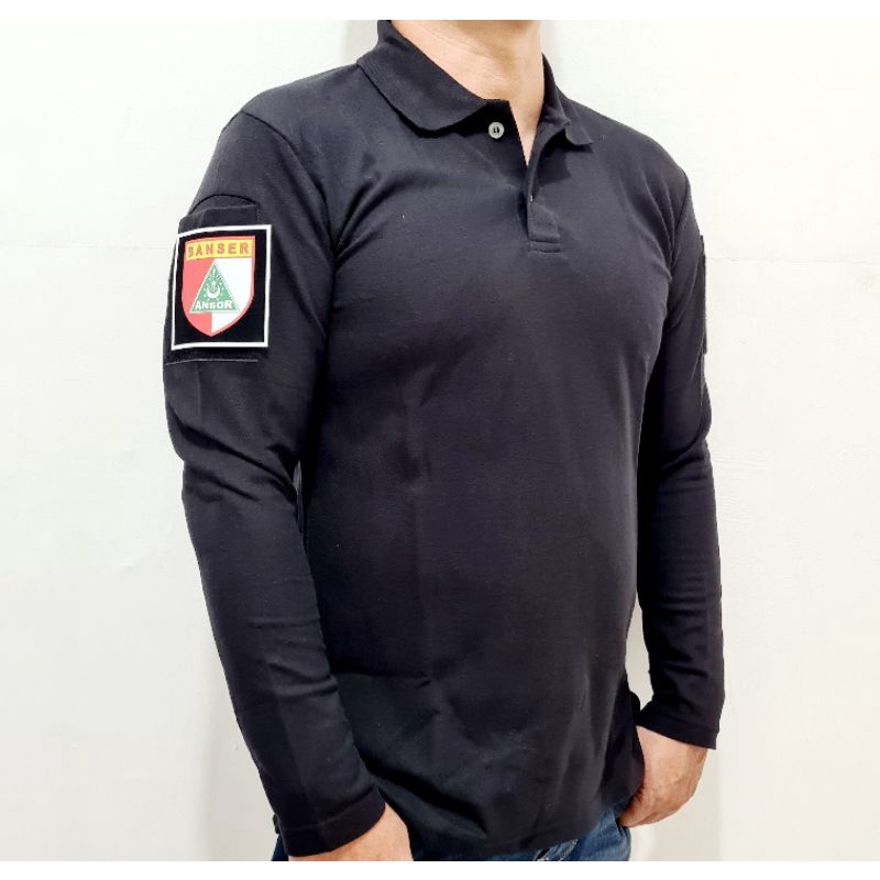 Kaos Baju Banser Ansor NU Model Tactical PDL Polo Lengan Panjang S - 5XL Free 2 Emblem Patch Velkro