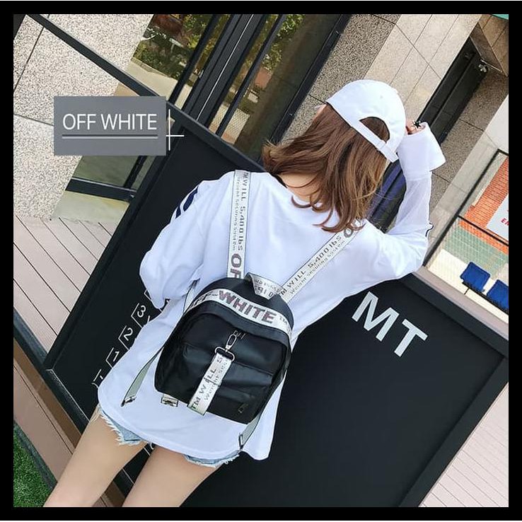 Tas Ransel Korea Wanita Off White Backpack (Ljy06) - Putih