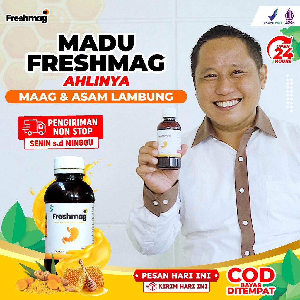 Original Madu Freshmag -  3x Lebih Cepat Atasi Masalah Sakit Lambung Maag Kronis Nyeri Ulu Hati Mual Muntah Tingkatkan Nafsu Makan Lancarkan Organ Pencernaan Isi 200ml Fresh Maag Freshmagh Presmag