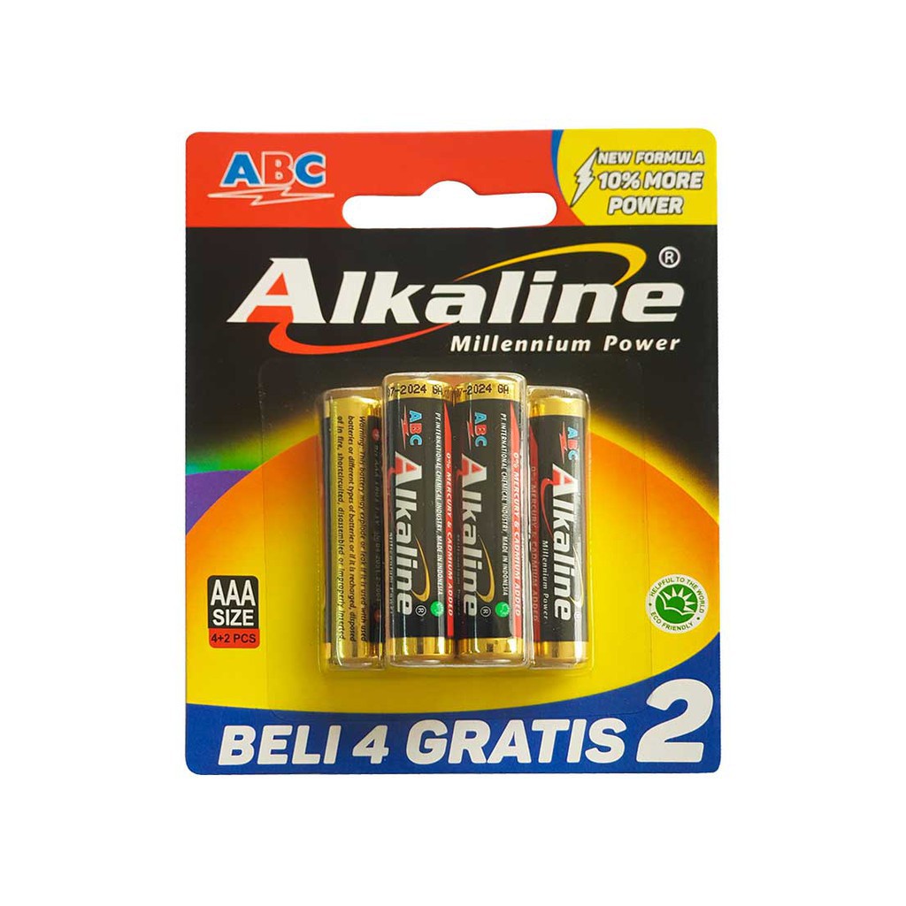 Baterai Paket ABC Alkaline 4 Free 2 AA DAN AAA
